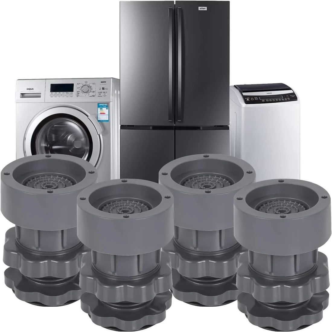 4 pc Adjustable & Heavy-Duty Washing Machine Vibration Feet Pad